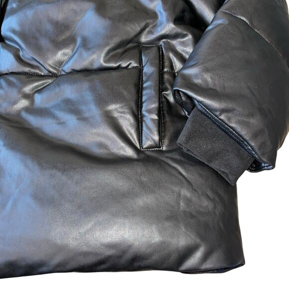 Avec Les Filles Puffer Faux Leather Coat 1X Boxy Black Vegan With the Girls - Picture 6 of 10